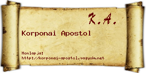Korponai Apostol névjegykártya